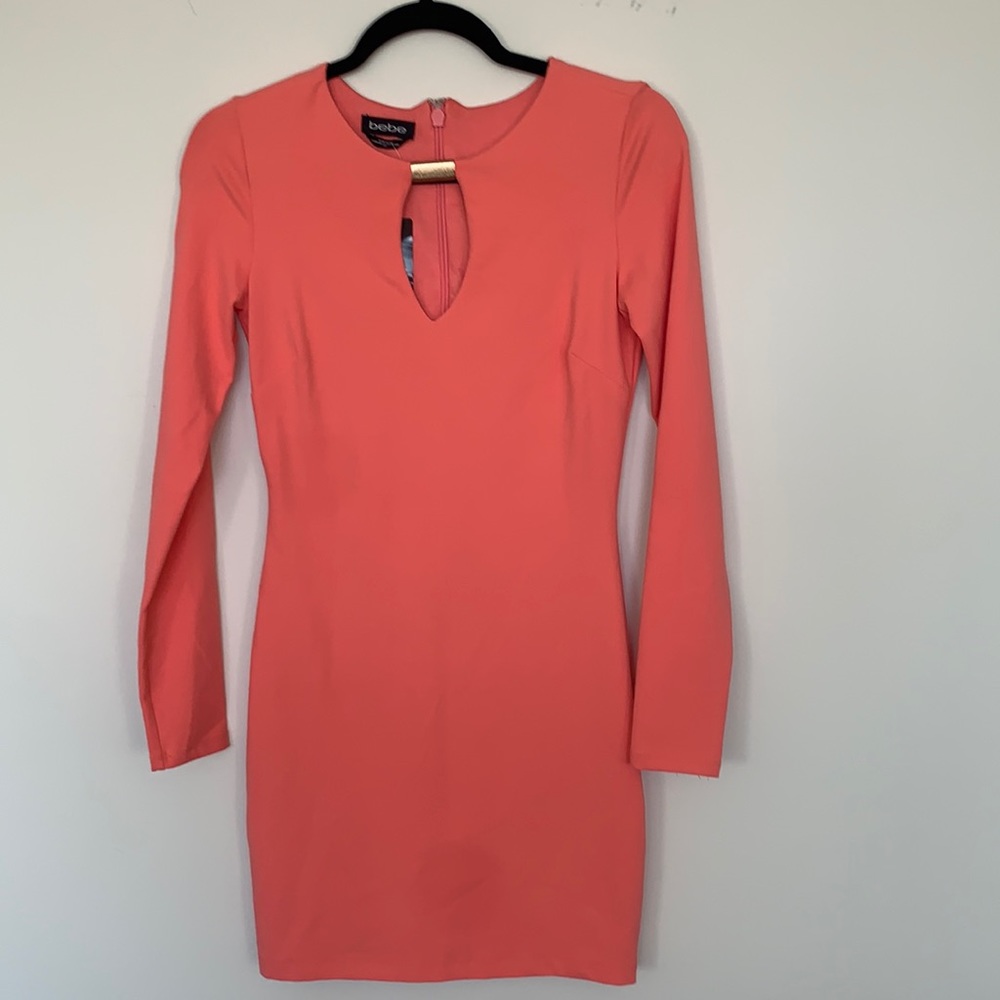 Beautiful blush Bebe dress with gold detailing
